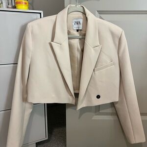 Zara Cream Cropped Blazer